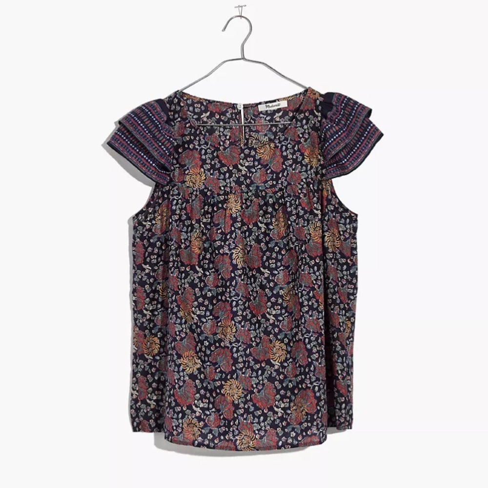 Madewell floral cap sleeve top 0